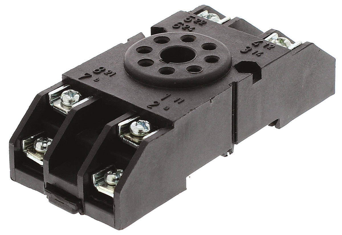 Tempatron S8P 8 Way 250V ac DIN Rail Relay Socket, for use with Octal Relay