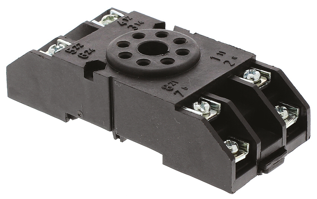 s8p Tempatron S8P 8 Way 250V ac DIN Rail Relay Socket, for use with Octal Relay