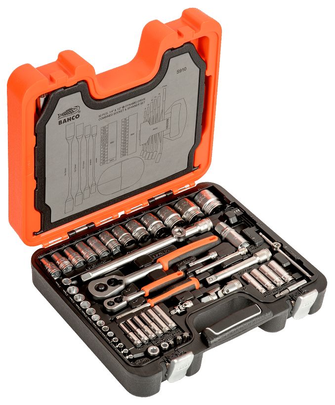 s910 Bahco 91-Piece 1/2 in Standard Socket Set
