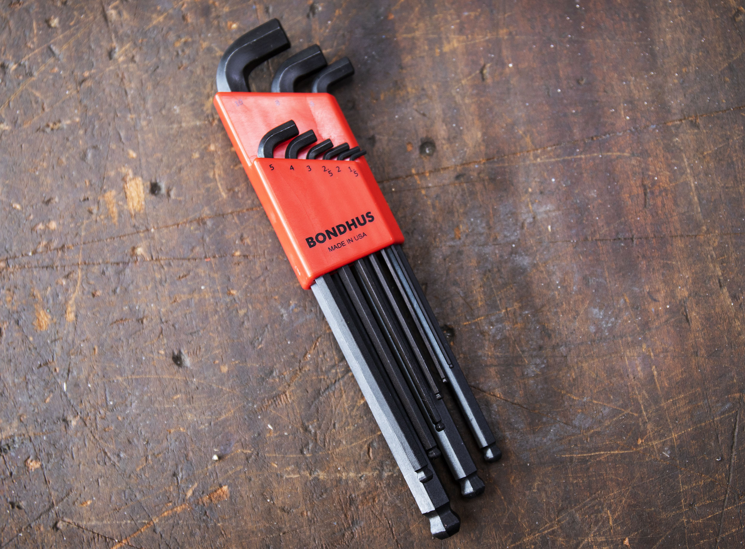 sblx9mm Bondhus 9 piece L Metric Hex Key Set, Hex size 1.5 → 10 mm