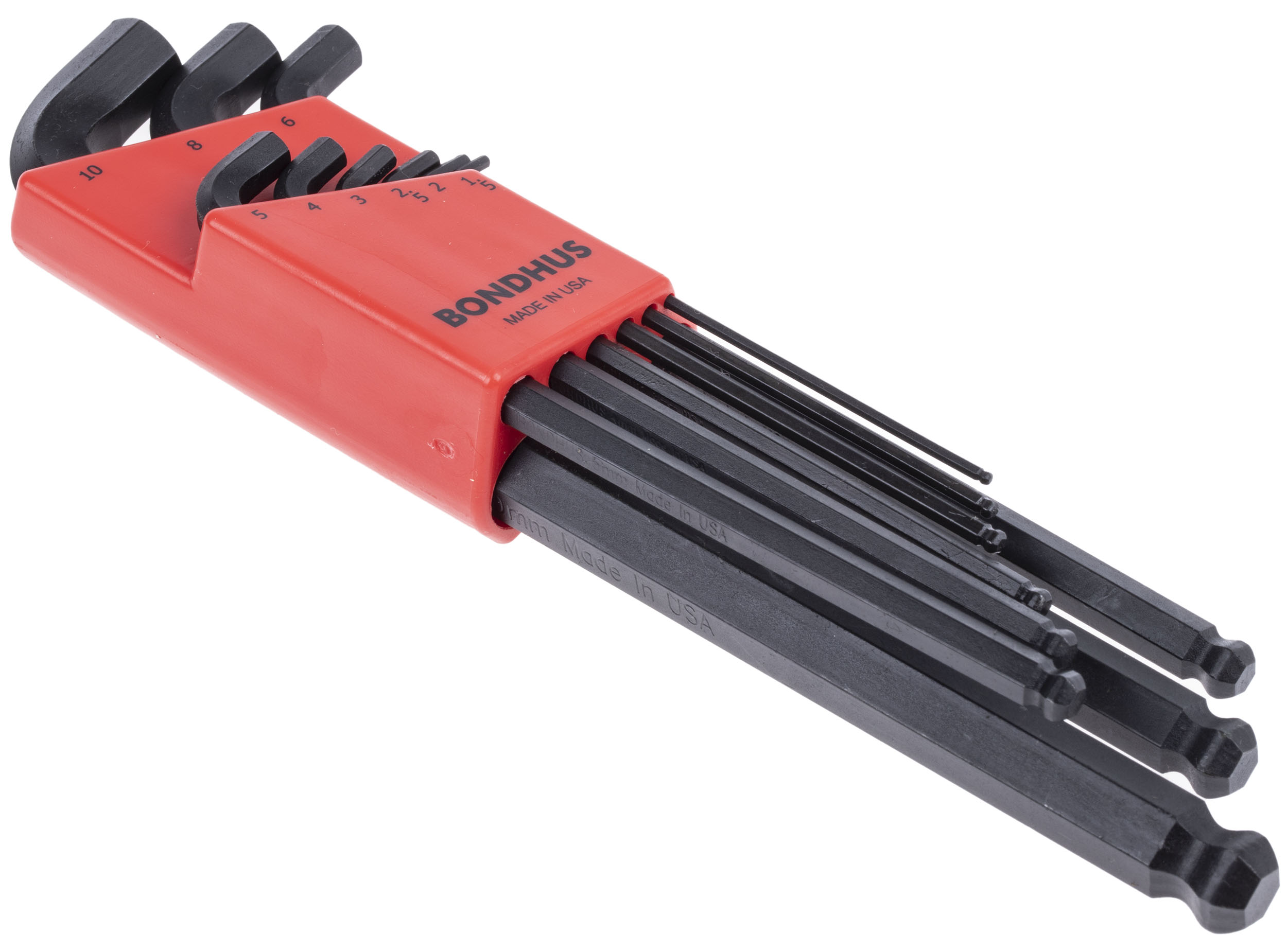 sblx9mm Bondhus 9 piece L Metric Hex Key Set, Hex size 1.5 → 10 mm