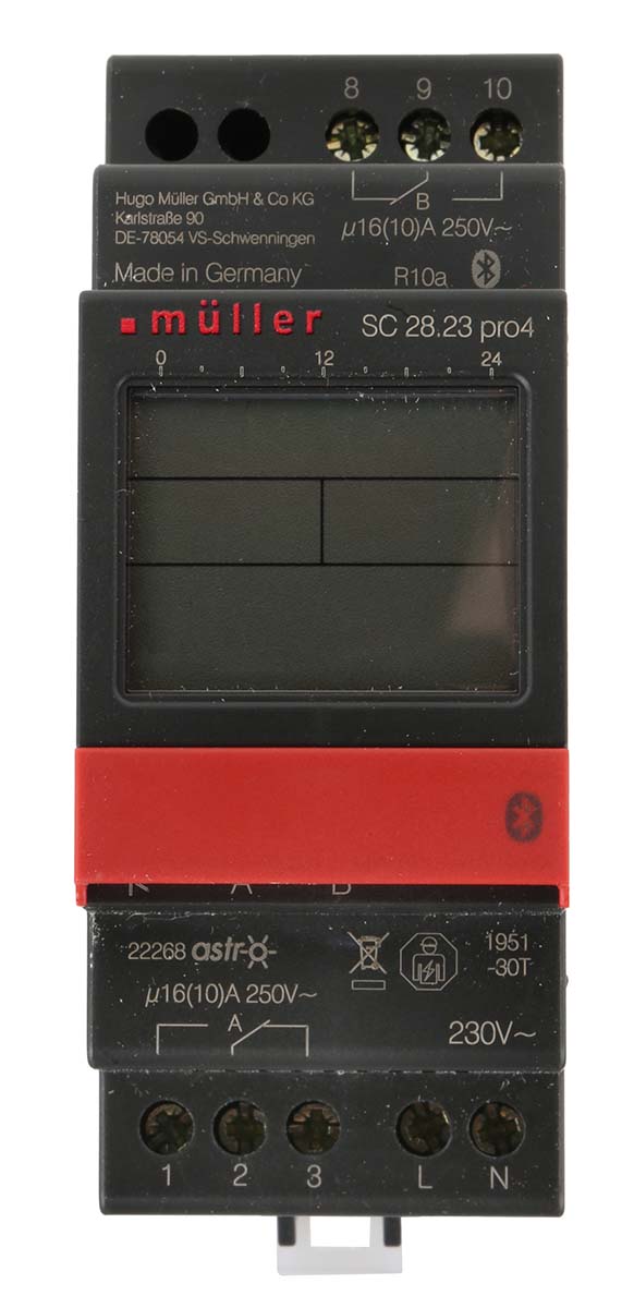 Muller Digital DIN Rail Time Switch, 2-Channel 230V ac