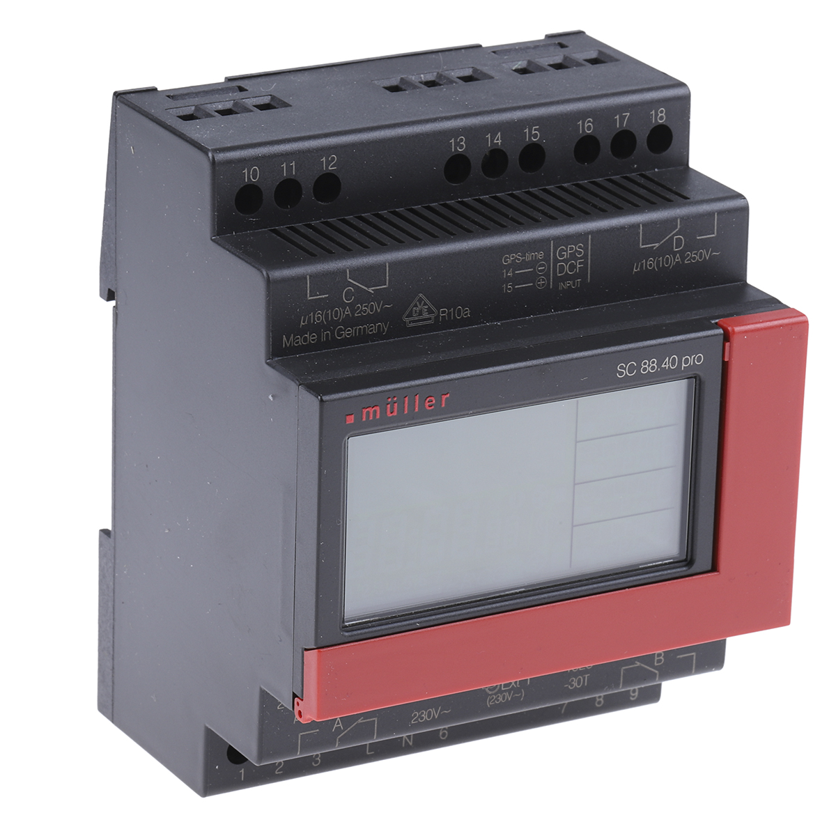 Muller Digital SC DIN Rail Time Switch, 4-Channel 230V ac