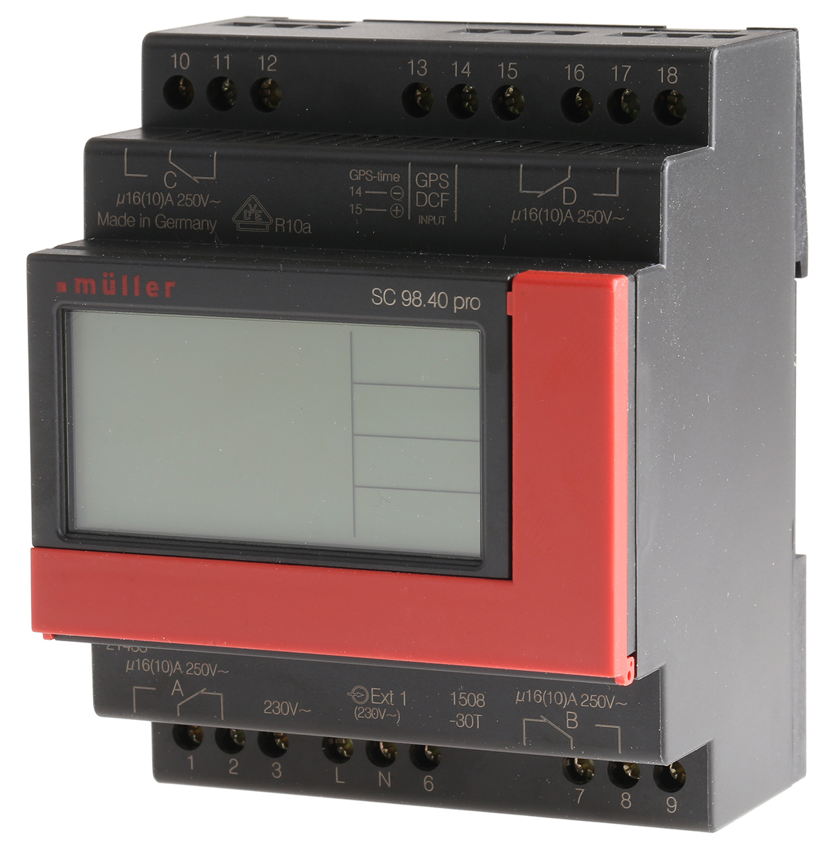 Muller Digital SC DIN Rail Time Switch, 4-Channel 230V ac