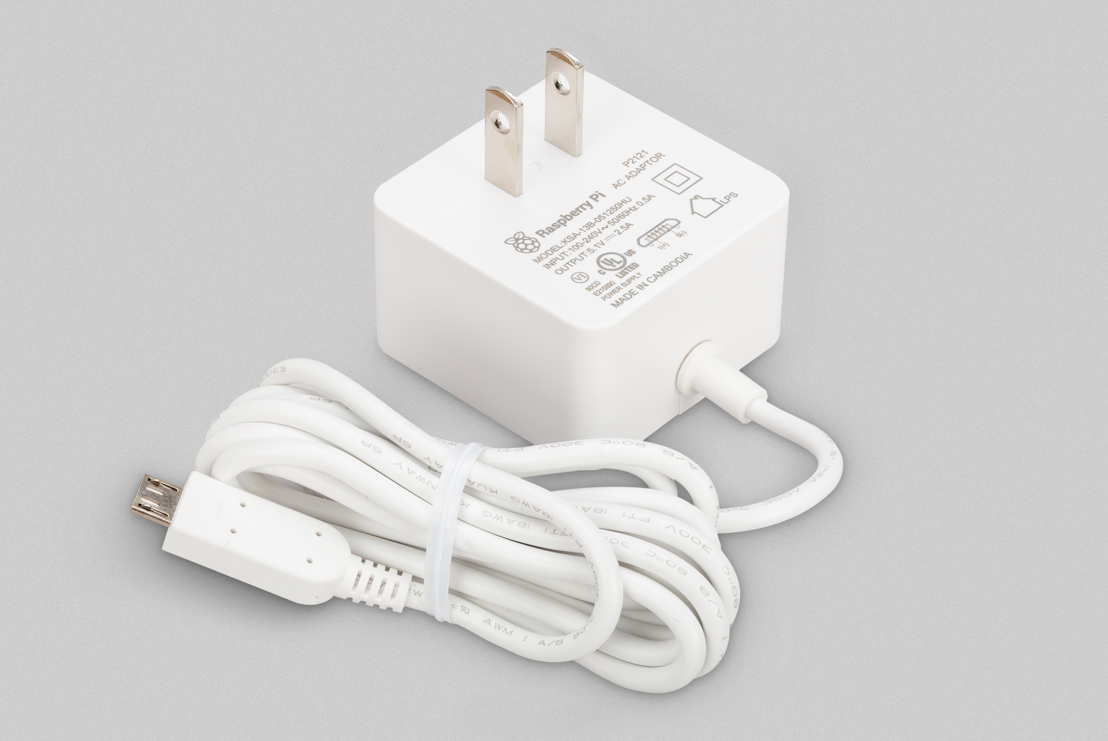 Raspberry Pi Raspberry Pi Power Supply Micro USB Type B with US Plug Type, 2 m