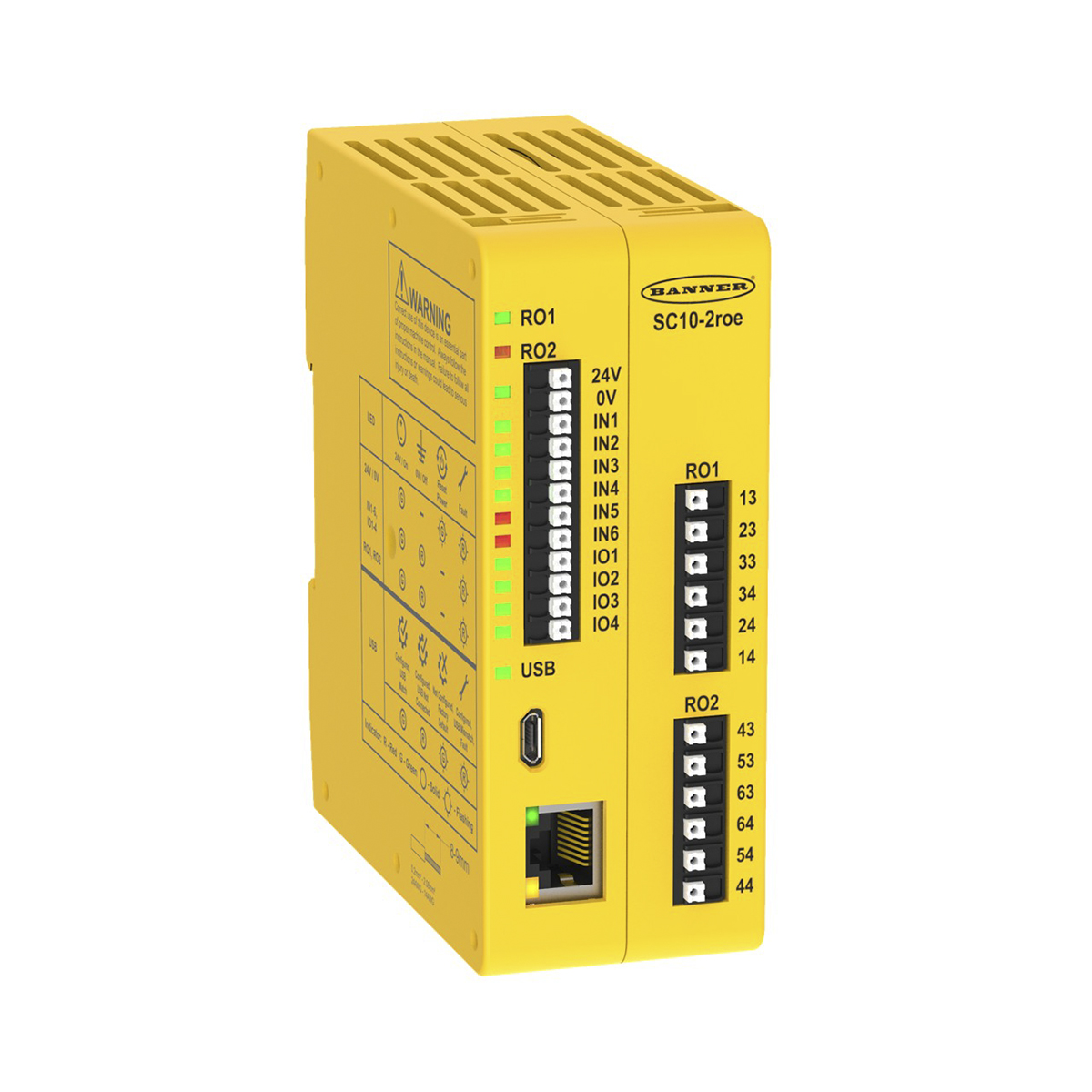 Banner SC10-2 Series Safety Controller, 10 Safety Inputs, 2 Safety Outputs, 24V dc