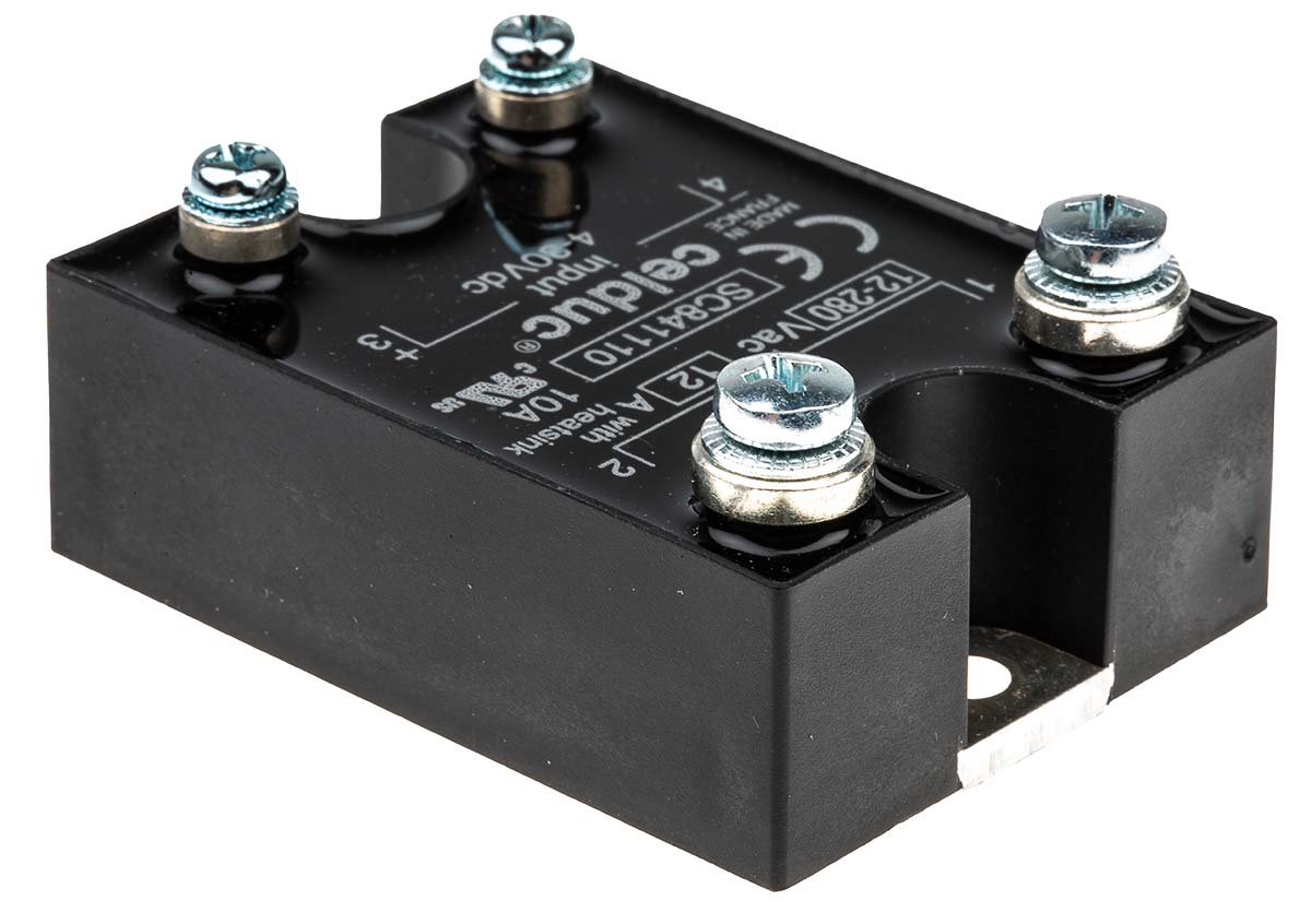 sc841110 Celduc SC8 Series Solid State Relay, 12 A Load, Panel Mount, 280 Vrms Load, 30V dc Control