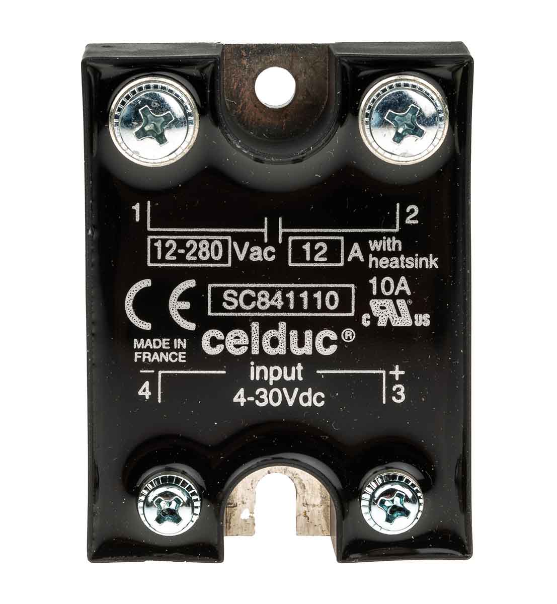 sc841110 Celduc SC8 Series Solid State Relay, 12 A Load, Panel Mount, 280 Vrms Load, 30V dc Control