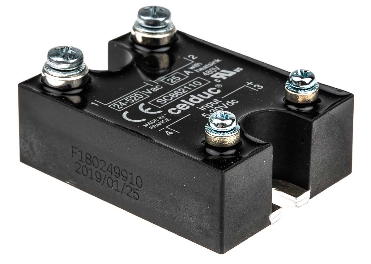 Celduc SC862110 Series Solid State Relay, 25 A Load, Panel Mount, 400 V ac Load, 30V Control