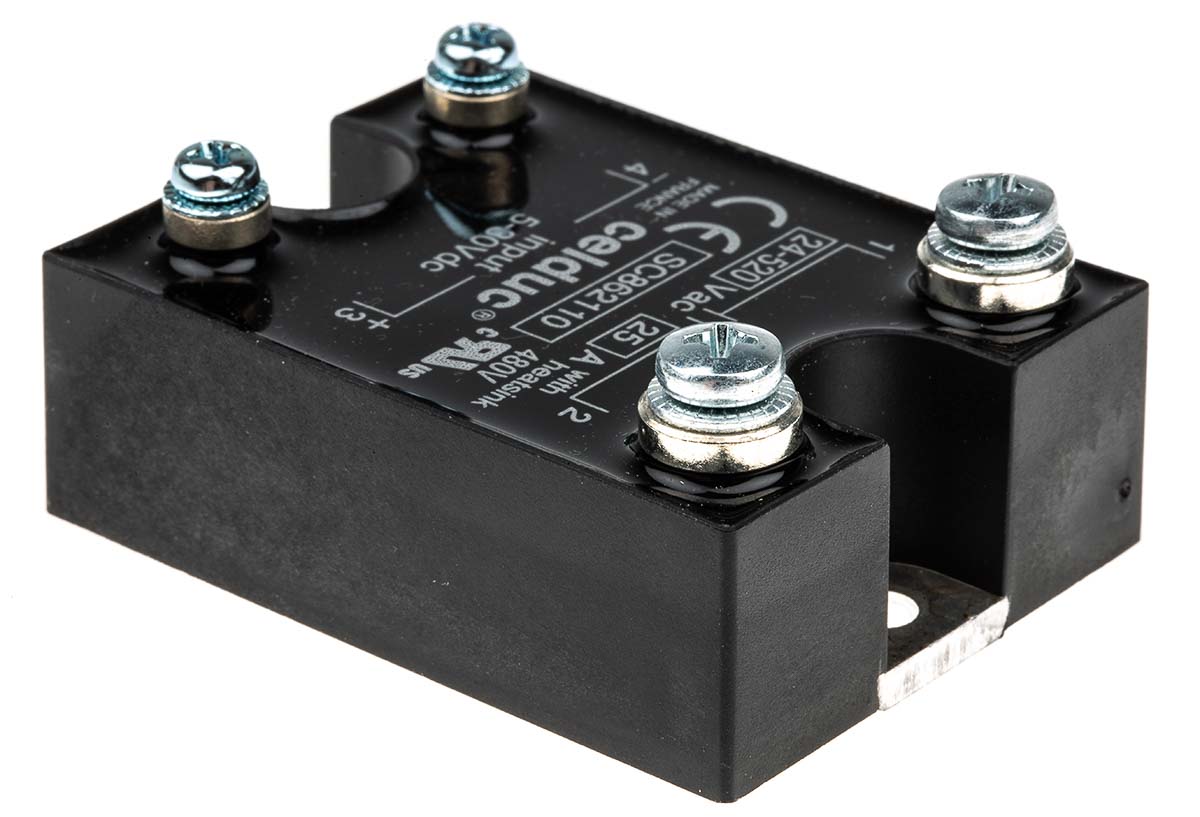 sc862110 Celduc SC862110 Series Solid State Relay, 25 A Load, Panel Mount, 400 V ac Load, 30V Control