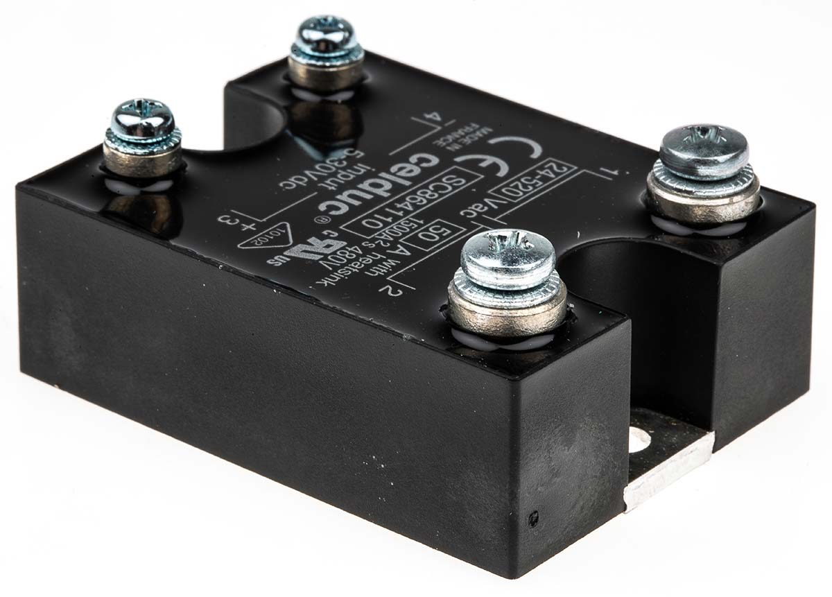 sc864110 Celduc SC8 Series Solid State Relay, 50 A Load, Panel Mount, 520 Vrms Load, 30V dc Control