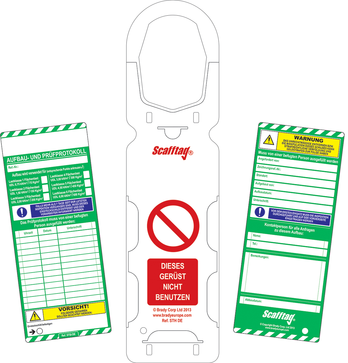 Brady Red on White Safety Scaffolding Tag, German Language, 1 Per Pack per Pack