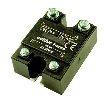 Celduc Solid State Relay, 5 A Load, DIN Rail Mount, 60 V dc Load, 32V dc Control