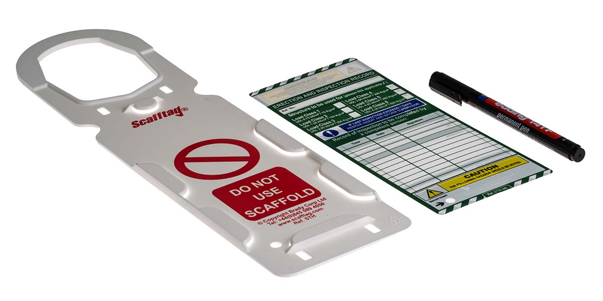 ScaffTag White on Green Safety Scaffolding Tag, English Language, 1 Per Pack per Pack