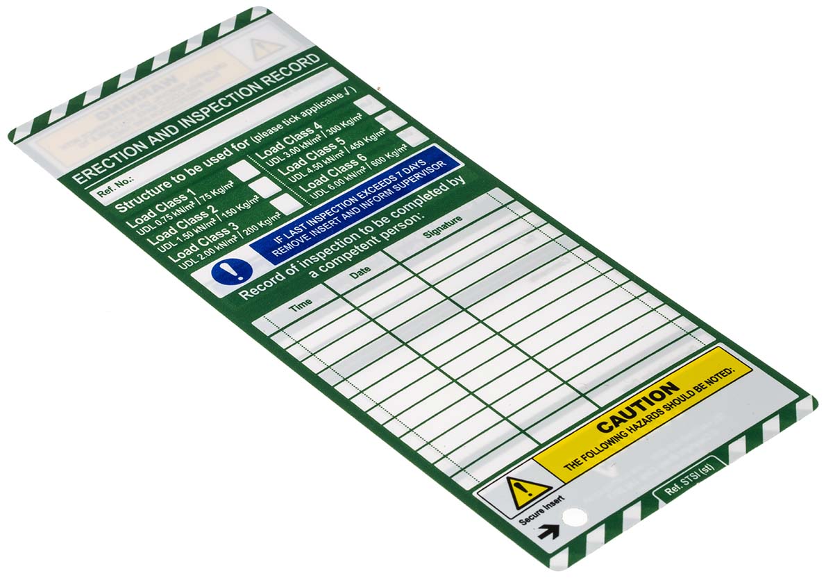 scf01 ScaffTag White on Green Safety Scaffolding Tag, English Language, 1 Per Pack per Pack
