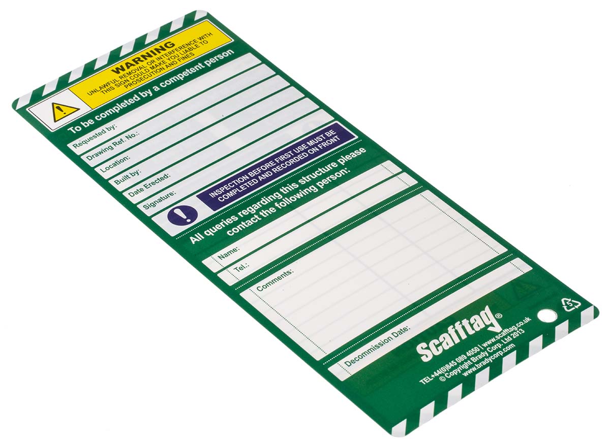 scf03a ScaffTag Safety Scaffolding Tag, English Language, 10 Per Pack per Pack