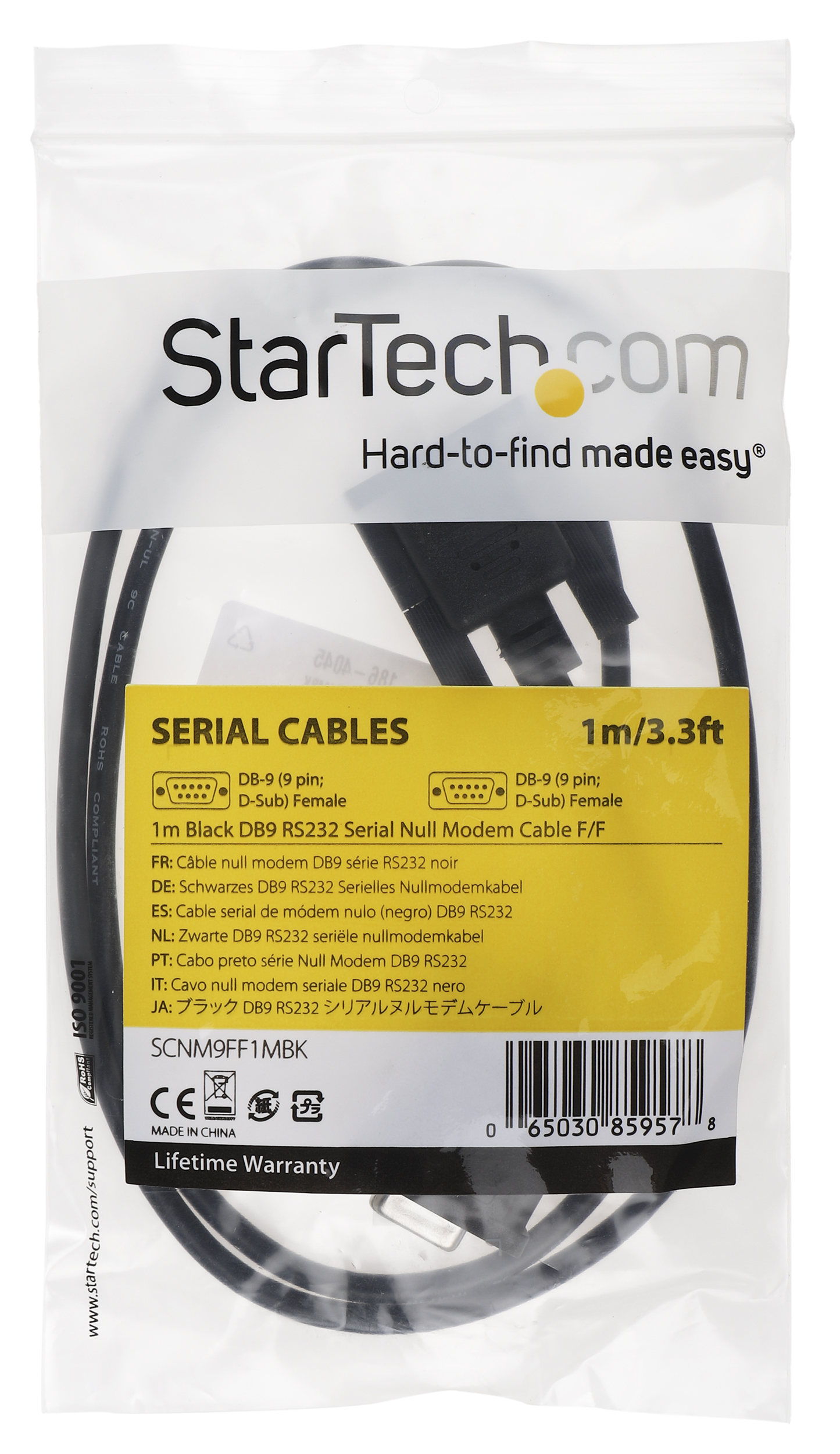 scnm9ff1mbk StarTech.com Female D-Sub 9-Pin to Female DB9 Serial Cable, 1 m Polyvinyl Chloride, SCNM Series