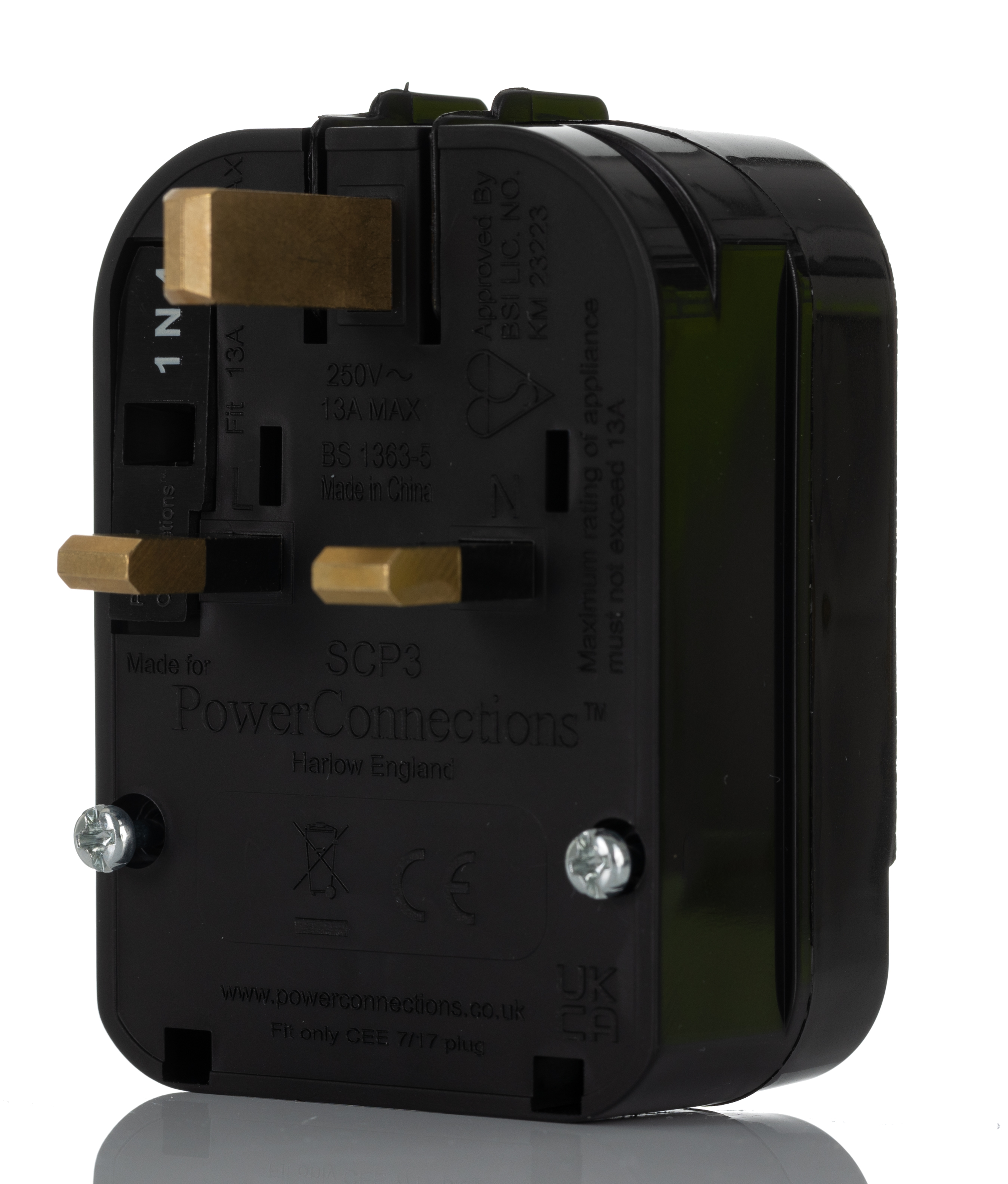 PowerConnections Mains Connector Converter Europe UK, 13A