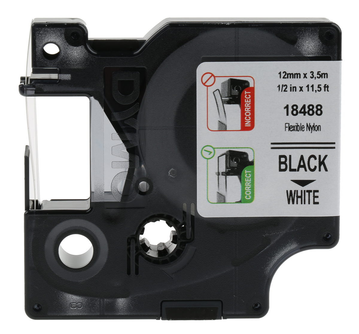 sd18488 Dymo Black on White Label Printer Tape, 3.5 m Length, 12 mm Width