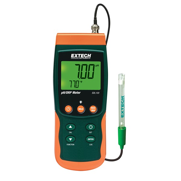 Extech SDL100 pH Meter, ±0.02 pH Accuracy, 0.01 pH Resolution, 14 pH Max, 65 °C Max