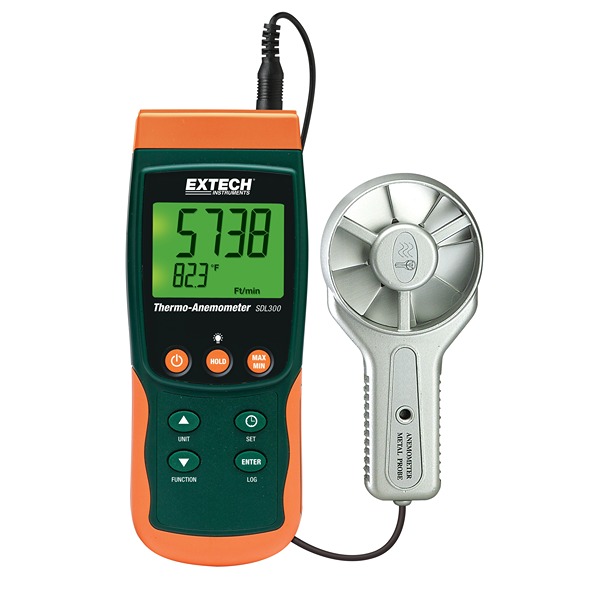 Extech SDL300 Vane Anemometer, Measures Air Velocity, 35 m/s