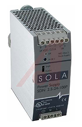 SolaHD SDN-P Switched Mode DIN Rail Power Supply 264V ac AC/DC Input 28.5V dc, 2.5 A Output DC 60 W