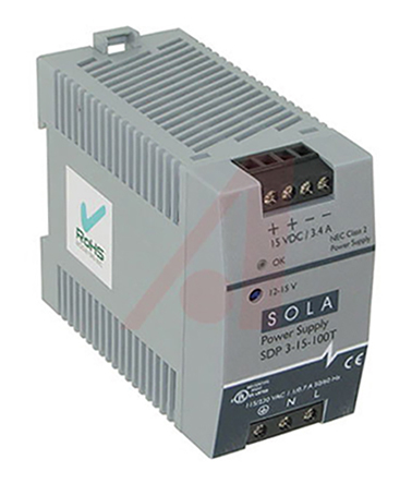Sola SDP Switched Mode DIN Rail Power Supply 264V ac AC/DC Input 15V dc, 3.4 A Output DC 51 W