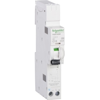 Schneider Electric Residual Current Circuit Breaker with Overload Protection, 16A Current Rating, 1-Pole, 30 mA Trip