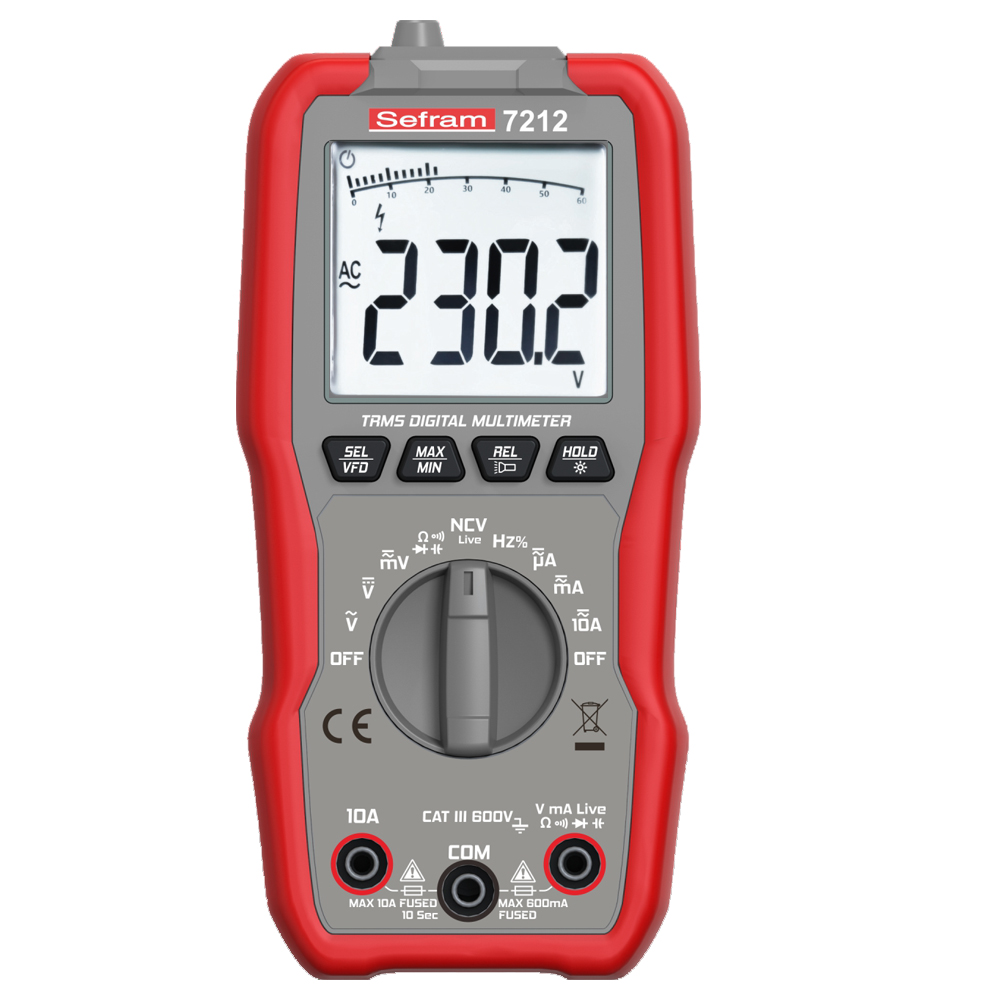 Sefram SEFRAM7212 SEFRAM7212 Digital LCD Multimeter True RMS, 10 A ac, 10 A dc, 600 V ac
