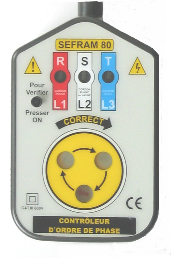 Sefram Phase Rotation Tester, 60 Hz Max, 600V ac Max