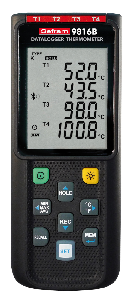 Sefram SEFRAM9816B Desk Digital Thermometer, Type E, K, Type R, Type N, Type S, Type T, Type J Probe, 4 Input(s), 1767