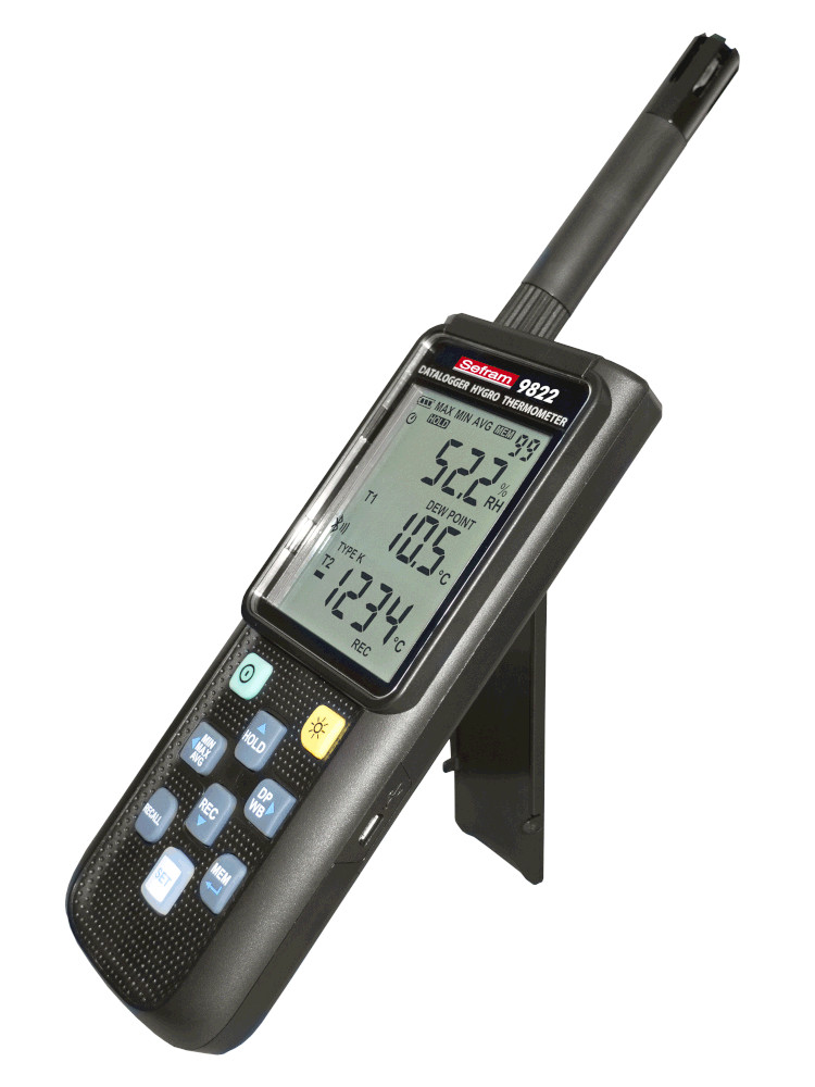 Sefram SEFRAM9822 Desk Digital Thermometer, Type R, Type J, Type S, K, Type N, Type T Probe, 3 Input(s), 60 °C Max