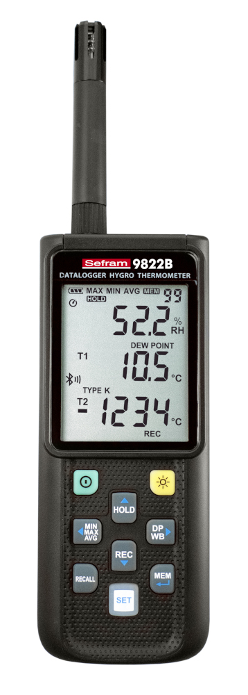 Sefram SEFRAM9822 Desk Digital Thermometer, Type N, Type R, Type S, Type T, Type J, K Probe, 3 Input(s), 60 °C Max