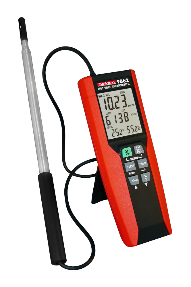 Sefram SEFRAM9862 Telescopic Vane Anemometer, Measures Air Flow, 25 m/s