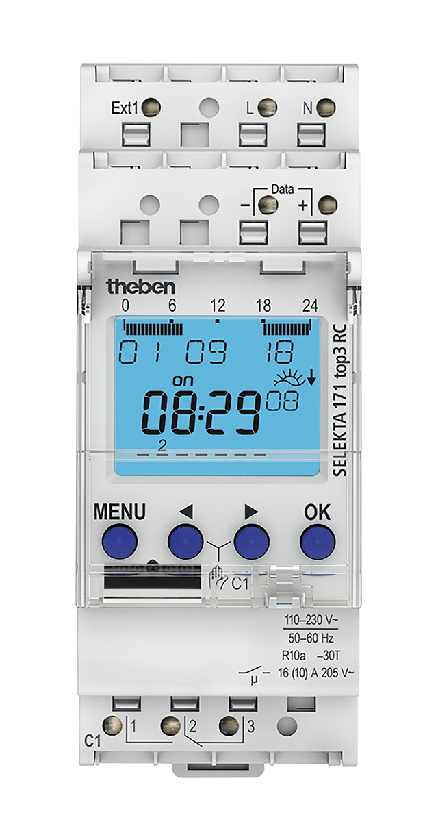 Theben Digital SELEKTA 171 Top3 DIN Rail Time Switch, 1-Channel 230 V ac