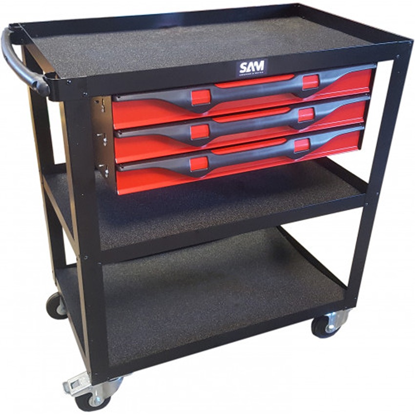 SAM 3 Drawer Wheeled Roller Cabinet, Sheet Metal