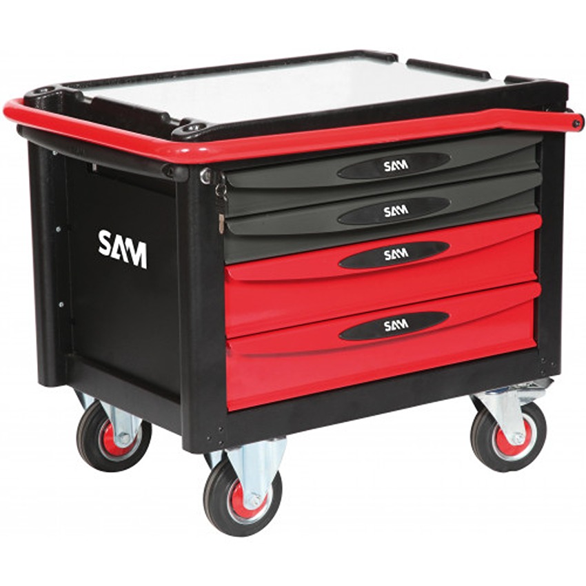 SAM 4 Drawer Wheeled Tool Trolley, Aluminium