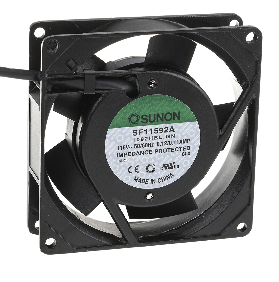 Sunon SF Series Axial Fan, 115V ac, 63 m³/h, 12 W, 110 mA Max 92 mm, 92mm, 25 mm