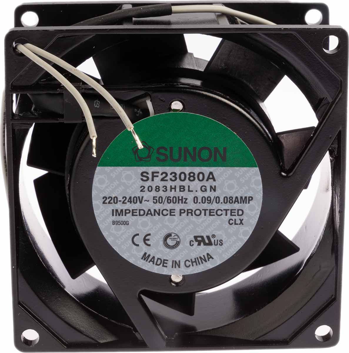 Sunon SF Series Axial Fan, 230V ac, 40.8 m³/h, 18 W, 90 mA Max 80 mm, 80mm, 38 mm