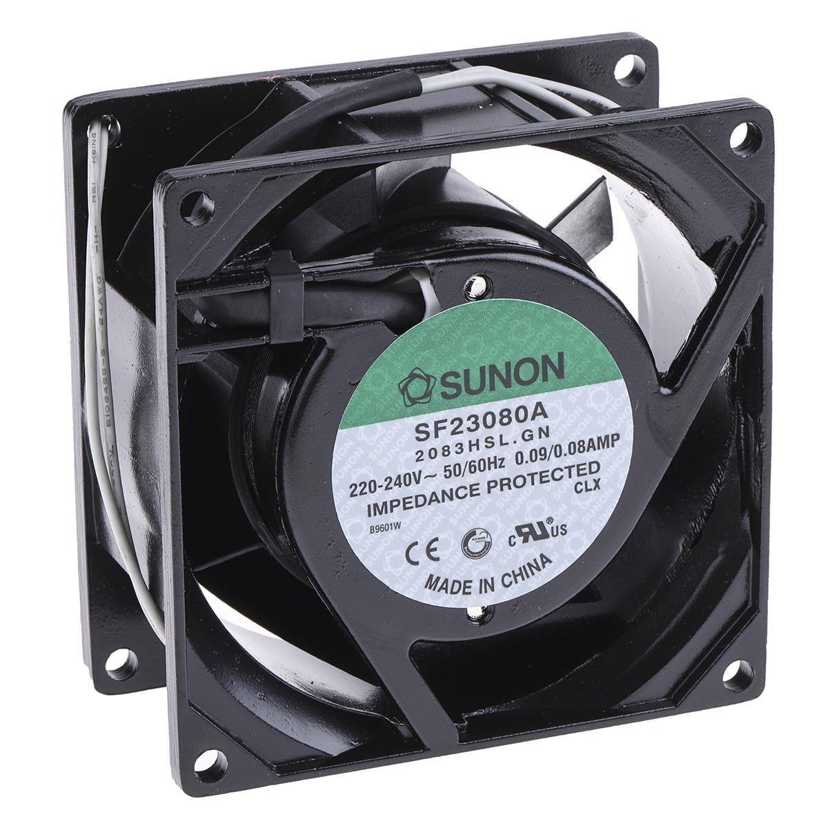 Sunon SF Series Axial Fan, 230V ac, 39.1 m³/h, 16 W, 80 mA Max 80 mm, 80mm, 38 mm
