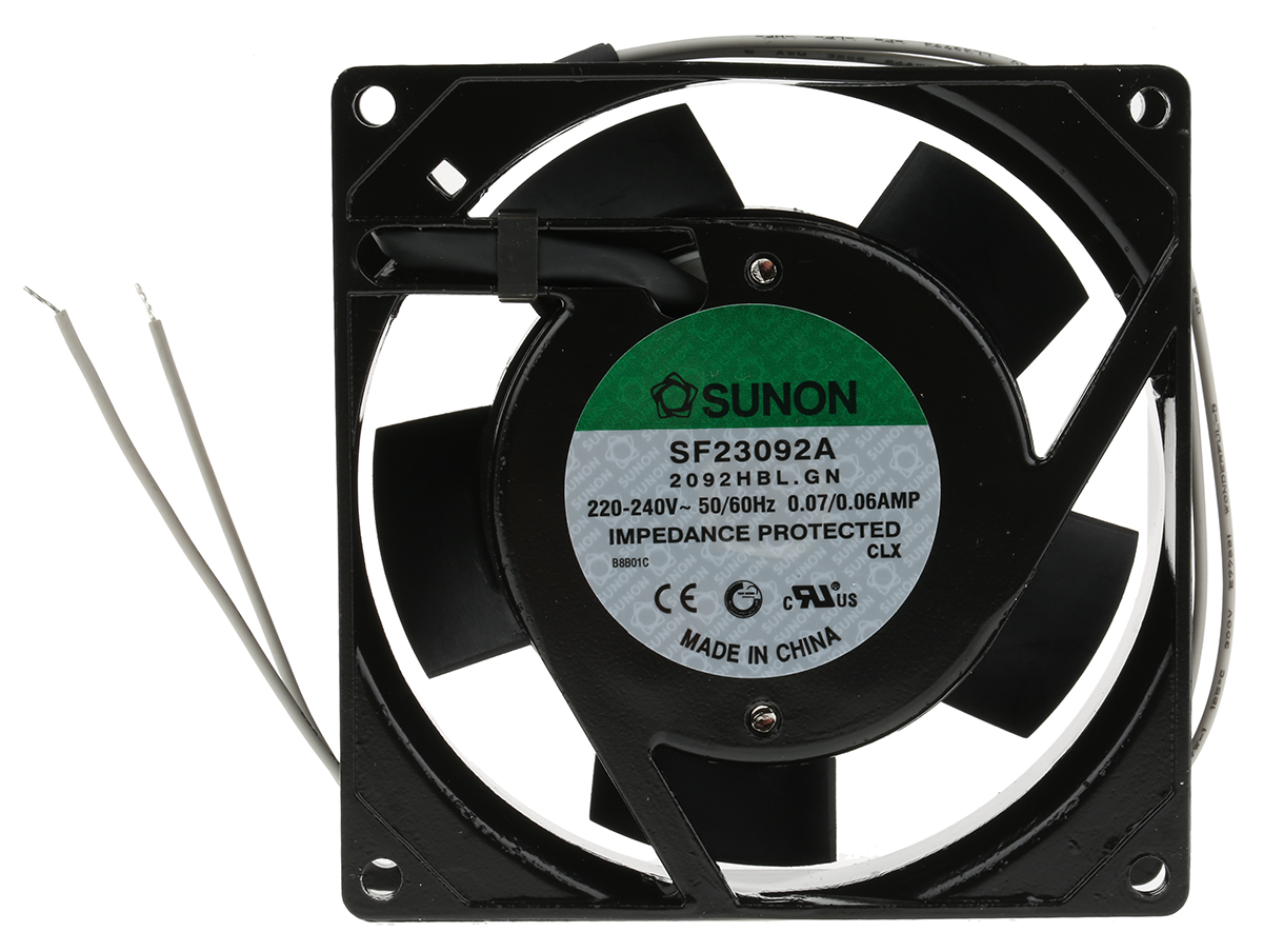 Sunon SF Series Axial Fan, 230V ac, 51 m³/h, 14.5 W, 70 mA Max 92 mm, 92mm, 25 mm