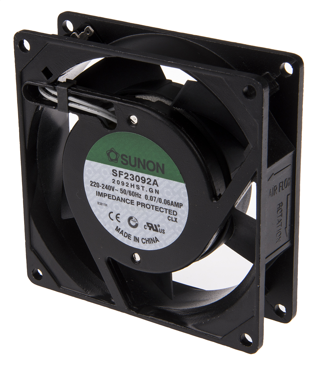 Sunon SF Series Axial Fan, 230V ac, 49.3 m³/h, 14 W, 60 mA Max 92 mm, 92mm, 25 mm