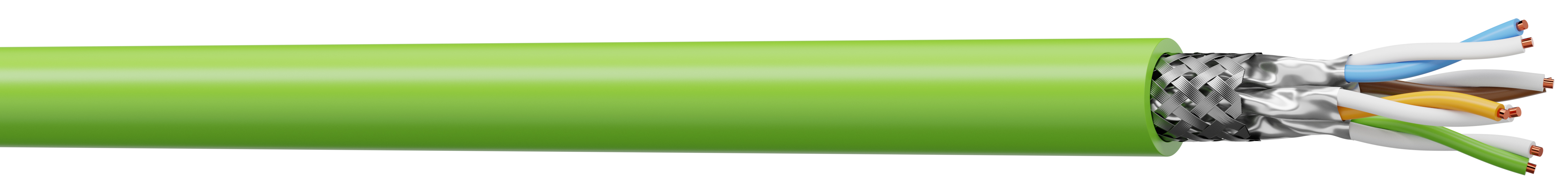 AXINDUS, 100 m Cat7 Ethernet Cable, Shielded, Green Screened Polyurethane Sheath