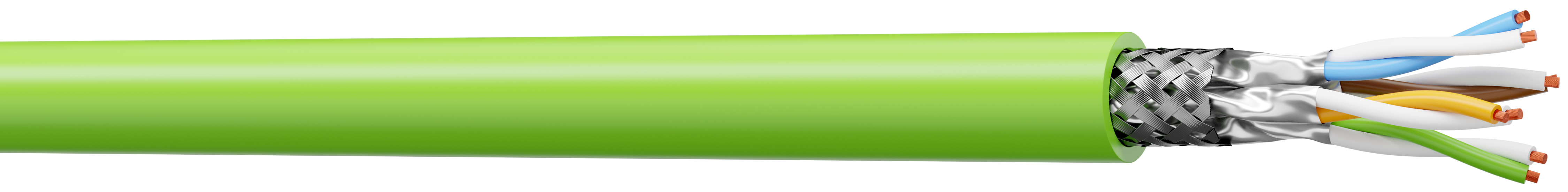AXINDUS, 100 m Cat7 Ethernet Cable, Shielded, Green Screened Polyurethane Sheath