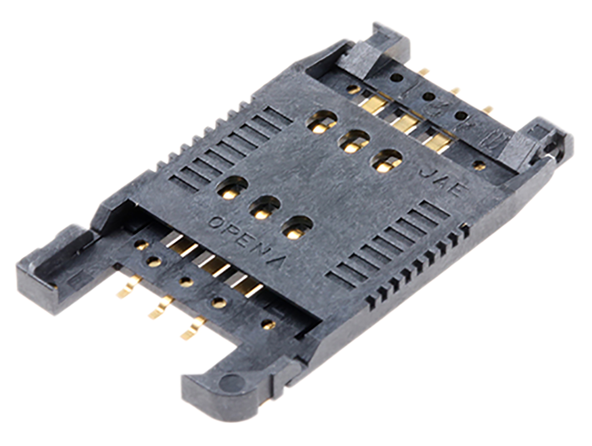 JAE, SF7 6 Way SIM Memory Card Connector, Solder