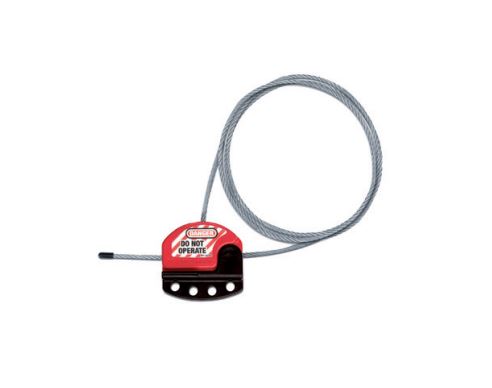 Penta Black, Red 4-Lock Lockout Braided Steel Cable with Vinyl Coated, Composite Body