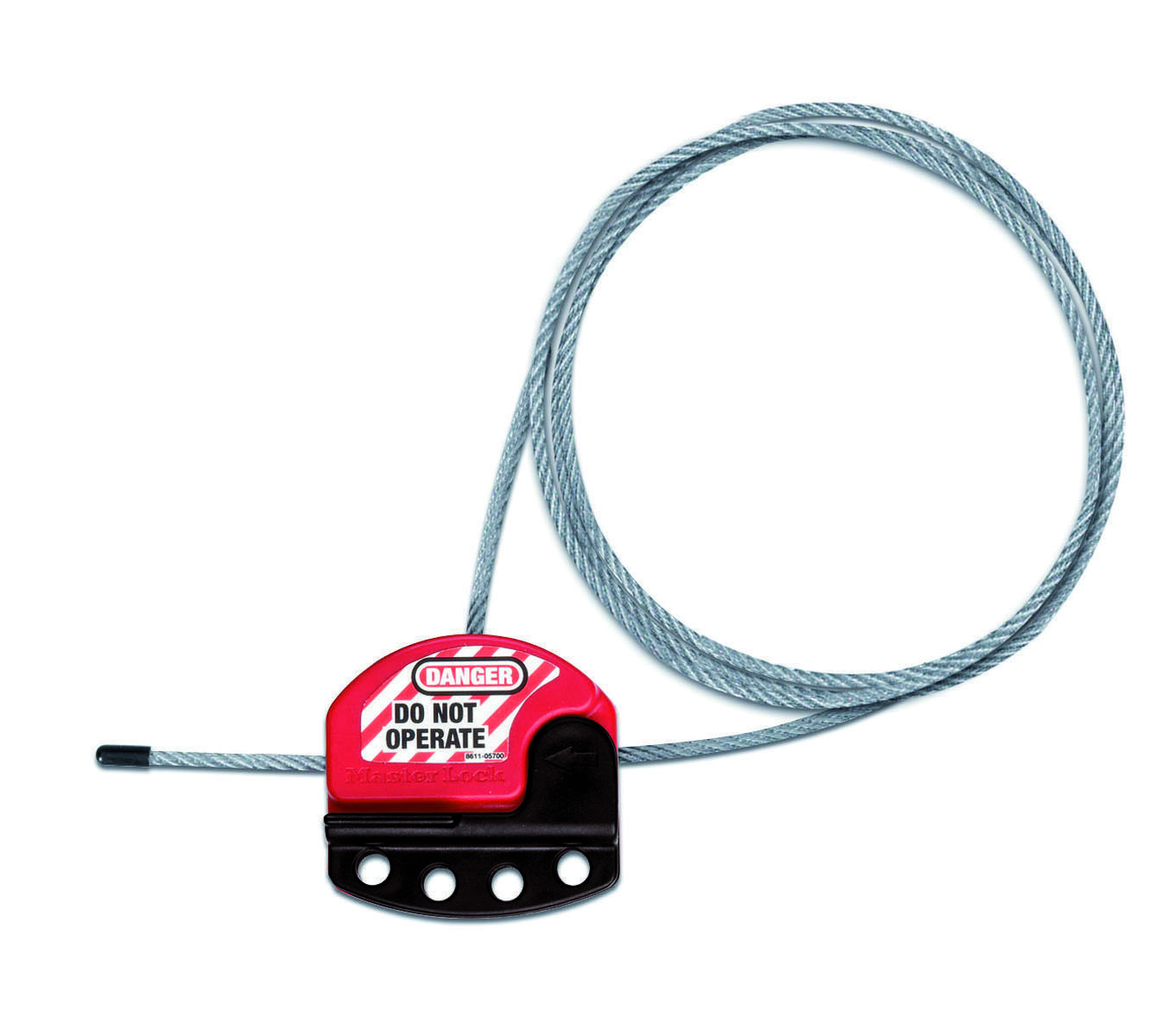 Penta Black, Red 4-Lock Lockout Braided Steel Cable with Vinyl Coated, Composite Body Adjustable Cable Lockout, 4 mm
