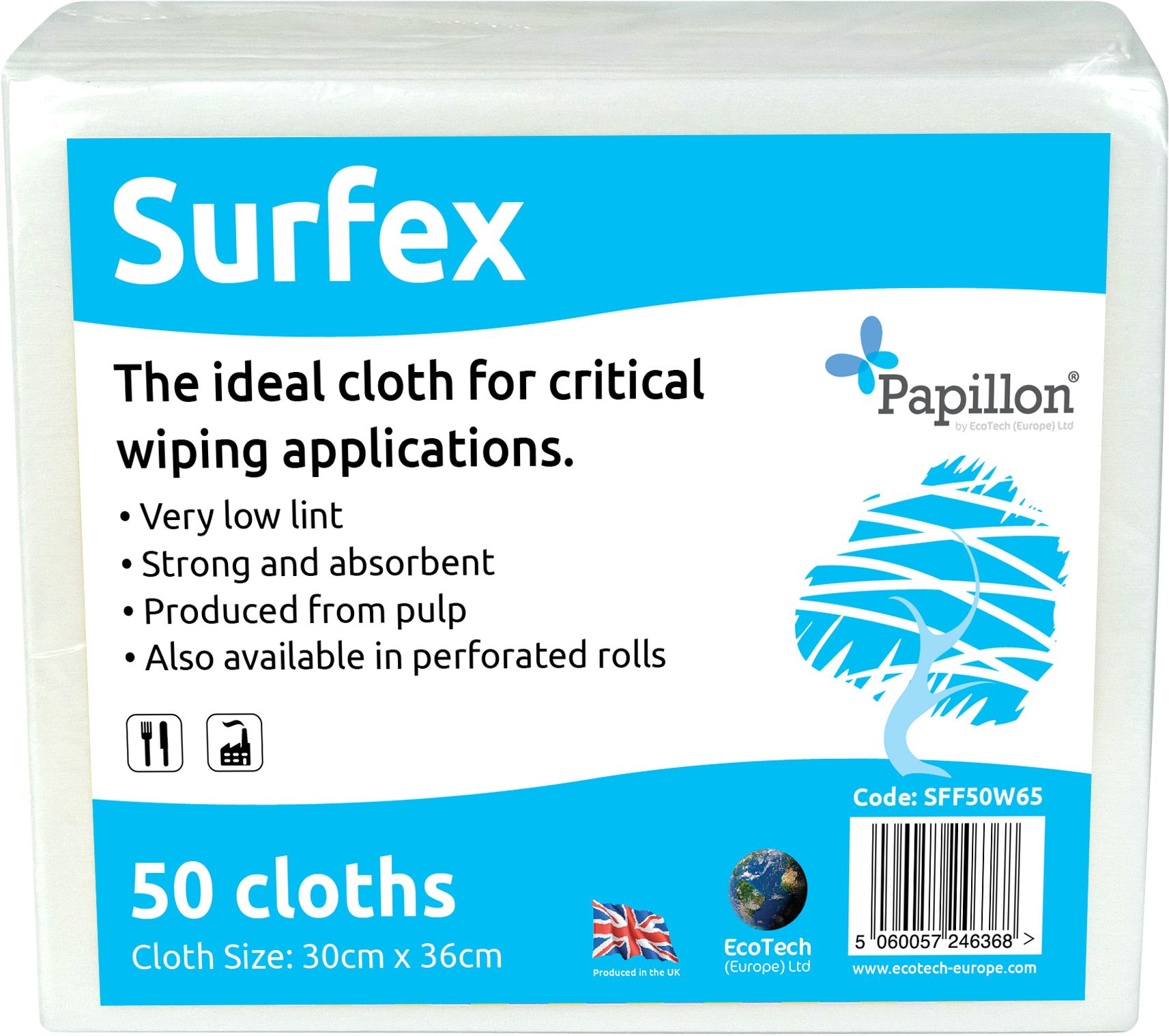 EcoTech Surfex Dry Industrial, Roll of, 30 x 36 cm 400 Per Pack