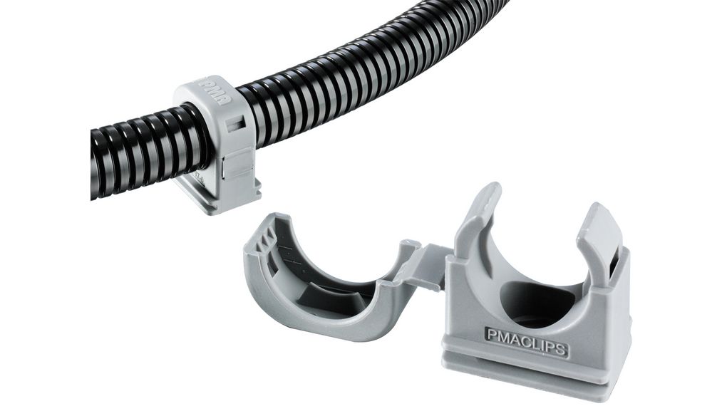Plustek Grey Polyamide Cable Clip Rail 45.5 mm 7mm