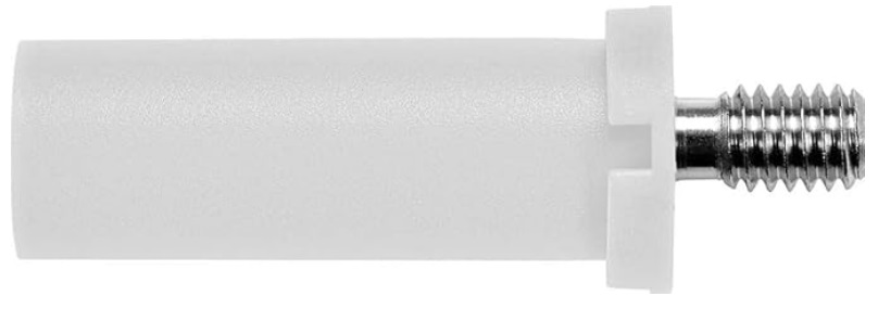 Schutzinger White Male Banana Plug, 4 mm Connector, M4 Thread Termination, 600V, 32A, Nickel Plating